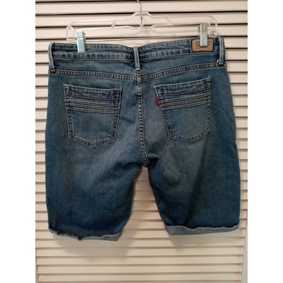 Levi's 545 Size 8 Shorts Blue Jean Denim Bermuda Cotton Womens Cuffed Stretch - Picture 5 of 9